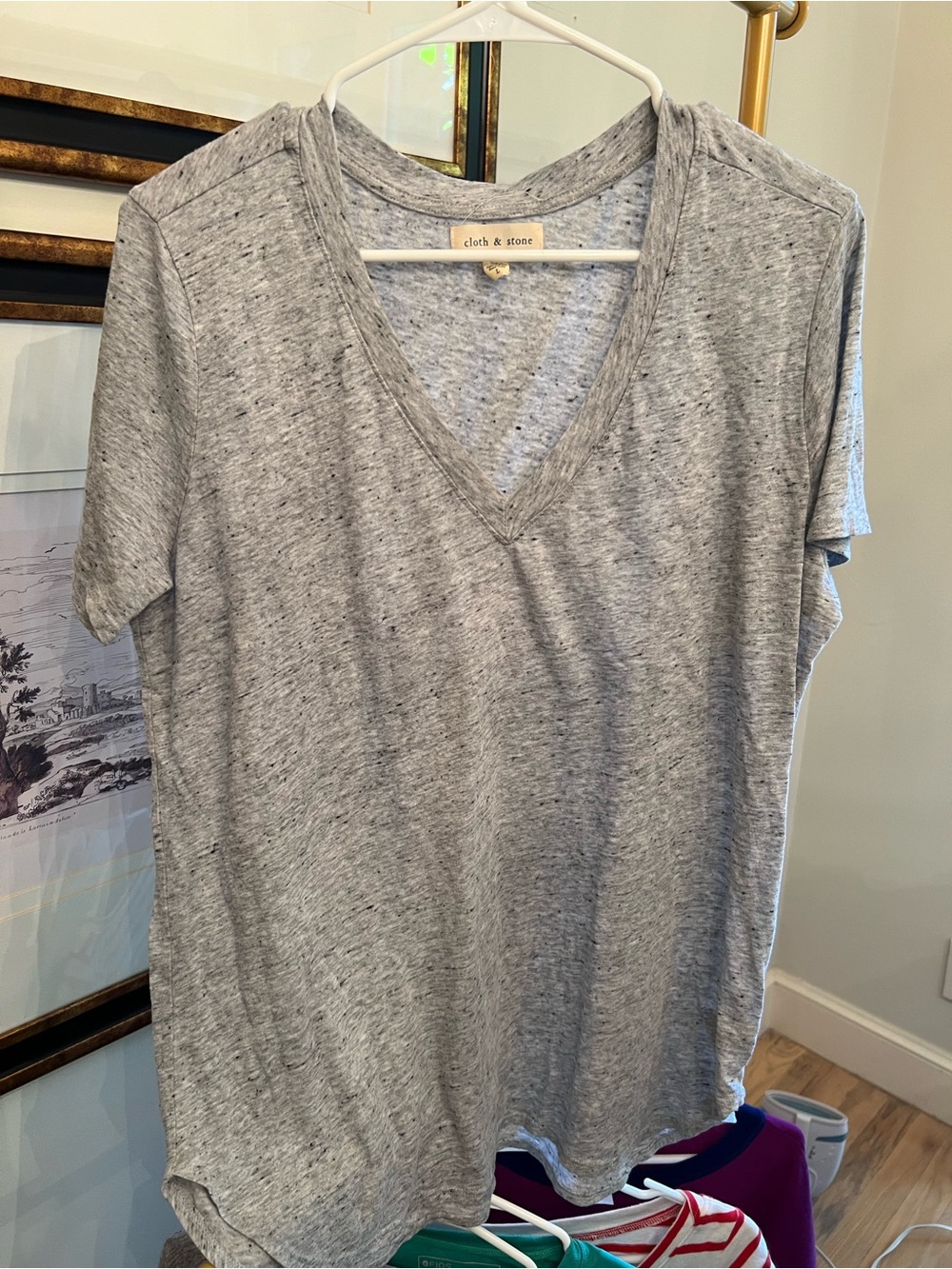 cloth & stone womens Gray V-Neck T-Shirt